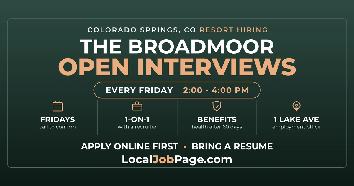 The Broadmoor Holds Open Interviews Every Friday in Colorado Springs