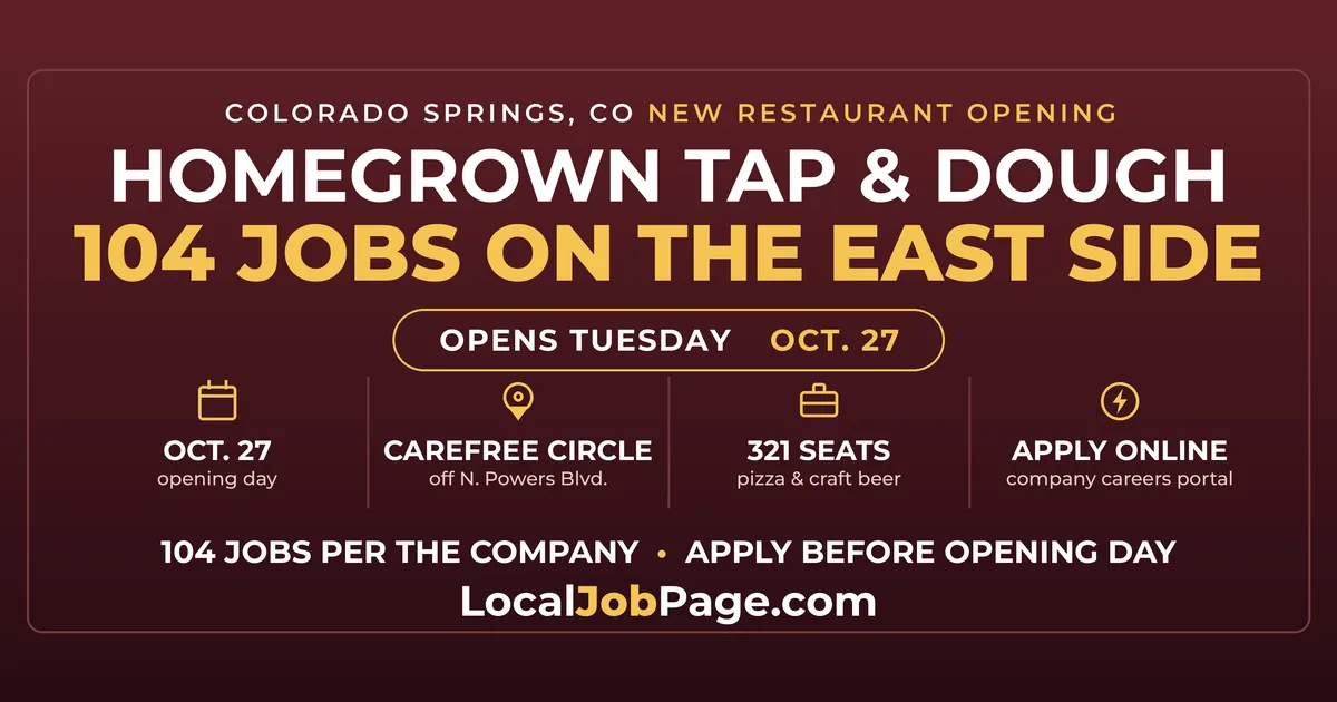 Homegrown Tap & Dough Opens Oct. 27 on Colorado Springs' East Side With 104 Jobs